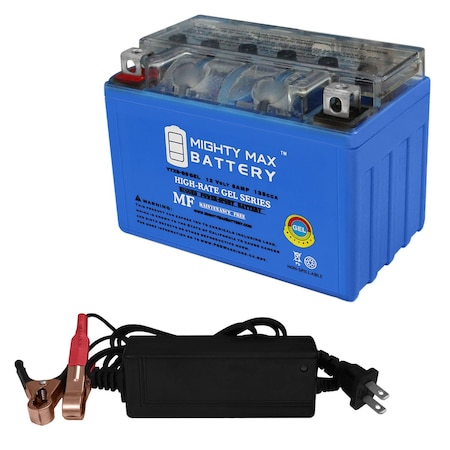 YTX9-BS GEL Replacement Battery Compatible With PowerStar PM9-BS-321123 With 12V 2Amp Charger